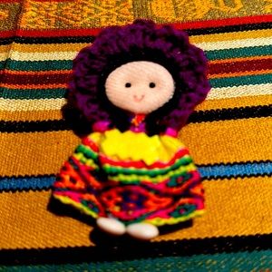 Miniature handmade doll collectible crocheted purple pink yellow adorable chichi